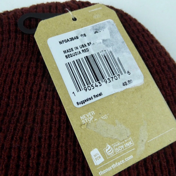 North Face Made in USA Waffle Knit Wool Beanie Hat - Picture 2 of 5